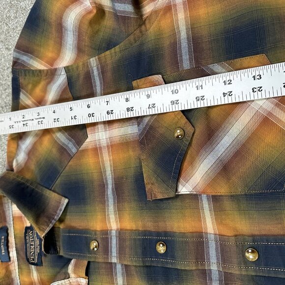 Pendleton Frontier Brown Plaid Pearl Snap Short Sleeve Shirt Men's Size X-Large - Picture 6 of 6